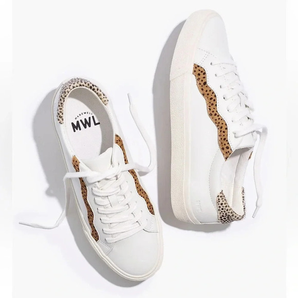 Madewell Shoes - Sidewalk Low-Top Sneakers in Leather & Calf Hair: Wave Edition - Size 8